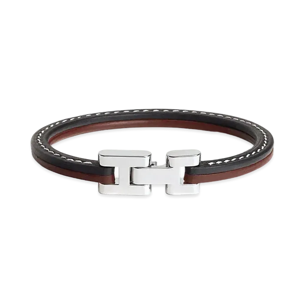 Hermes Palomino Leather Bracelet "Noir/Gold"