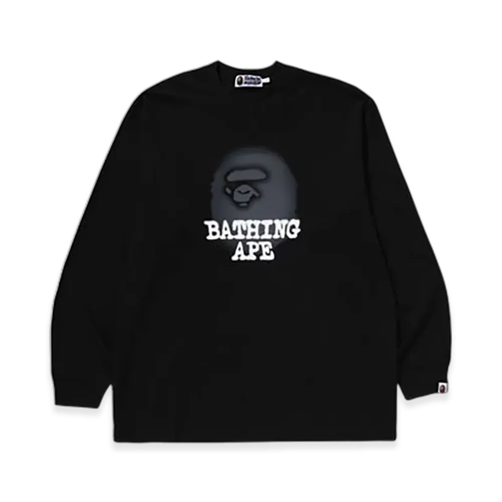 A BATHING APE Bathing Ape Logo Relaxed Fit LS Tee "Black"