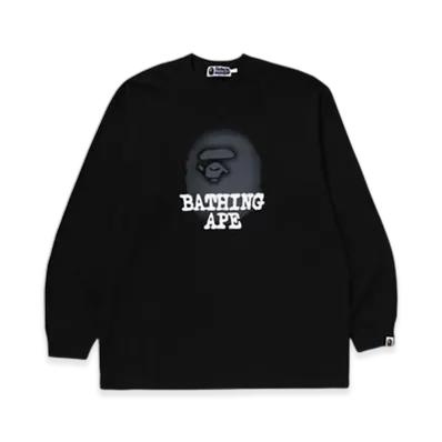 A BATHING APE Bathing Ape Logo Relaxed Fit LS Tee "Black"