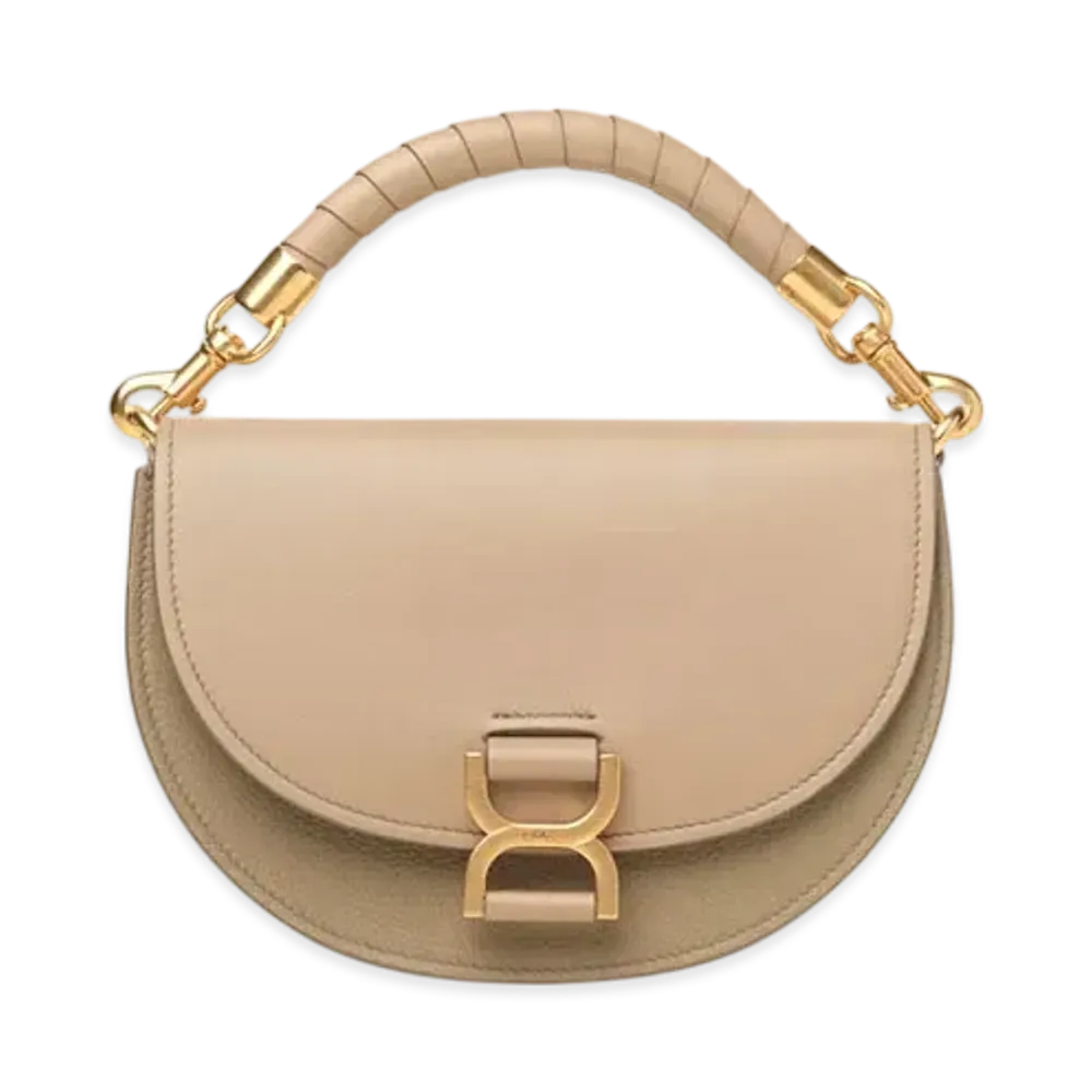Chloe Marcie Chain Flap Bag In Grained Leather "Argil Brown"