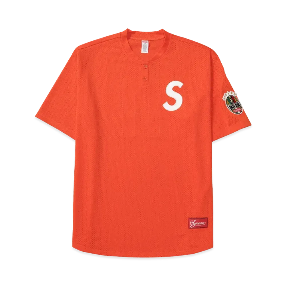 Supreme Shop S Logo Baseball Henley "Orange - Milan"