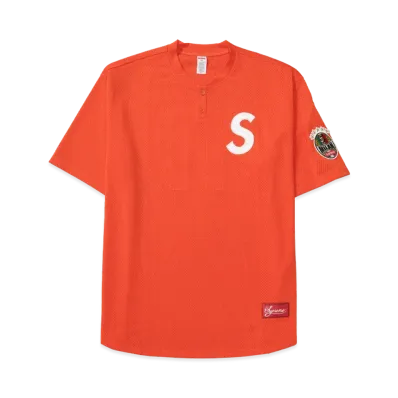 Supreme Shop S Logo Baseball Henley "Orange - Milan"