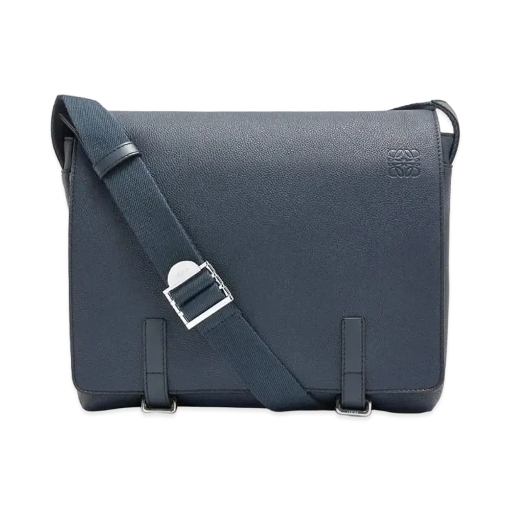 LOEWE Military Messenger Bag In Soft Grained Calfskin "Ocean"