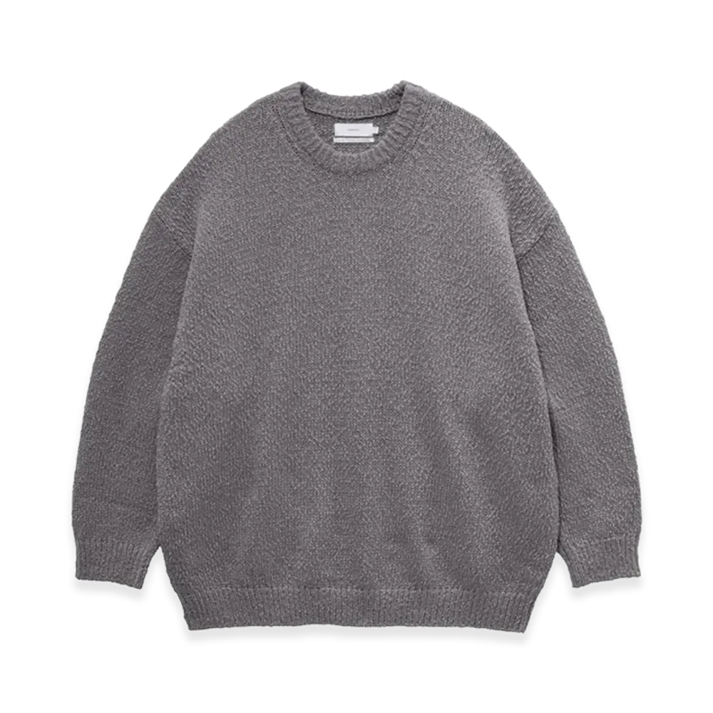 Graphpaper Cotton Wool Slub Oversized Crew Neck Knit "Stone Gray"