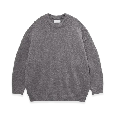 Graphpaper Cotton Wool Slub Oversized Crew Neck Knit "Stone Gray"
