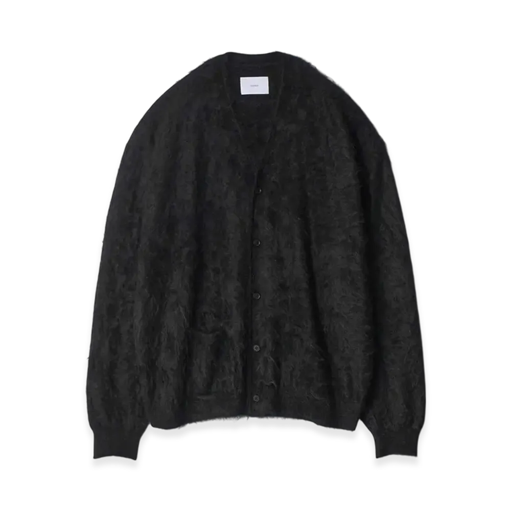 ssstein Cashmere Shaggy Knit V Neck Cardigan "Black"