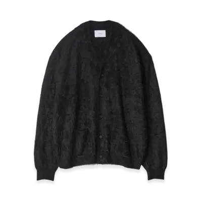ssstein Cashmere Shaggy Knit V Neck Cardigan "Black"