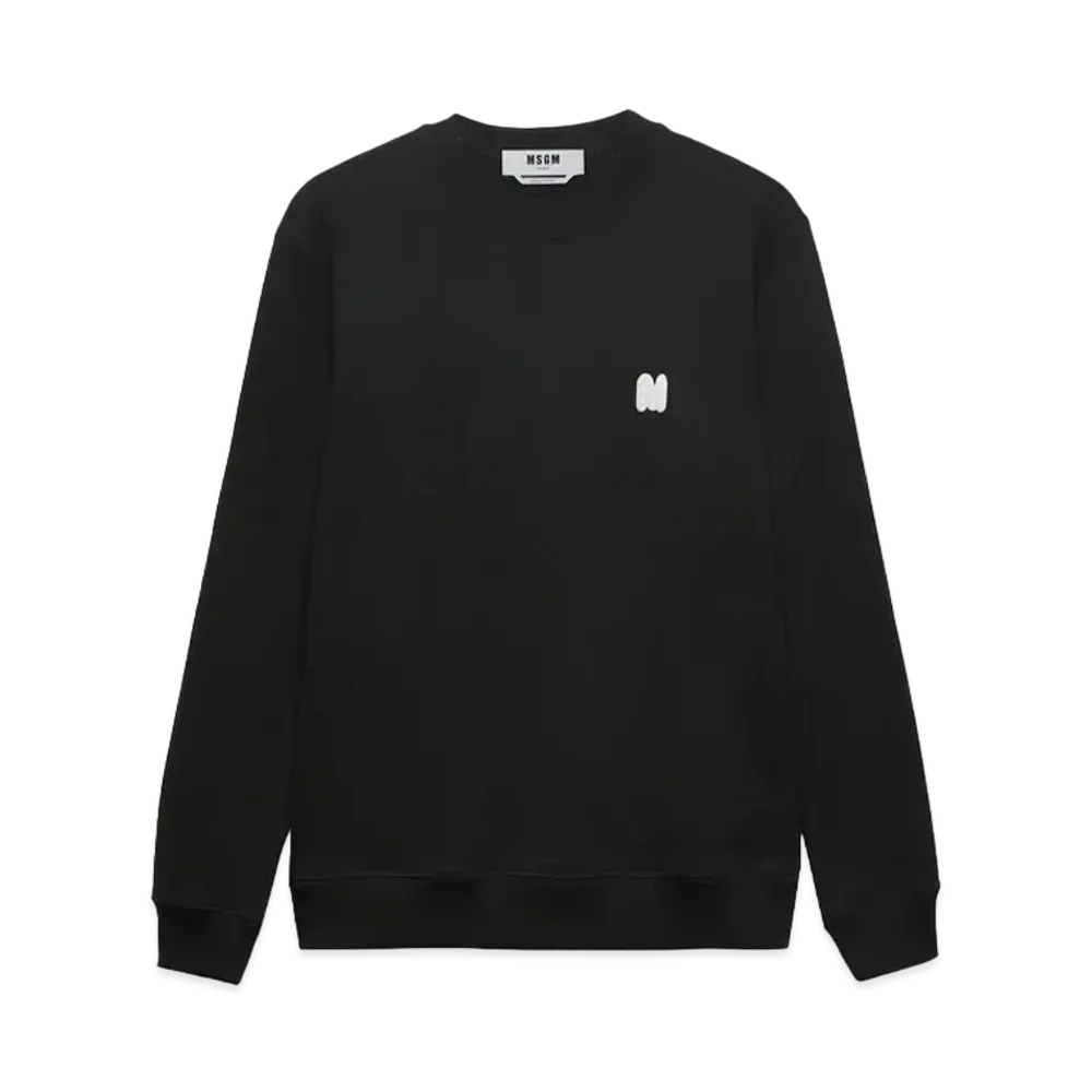 MSGM Cream Jersey Sweatshirt With "Themwave" Patch "Black"