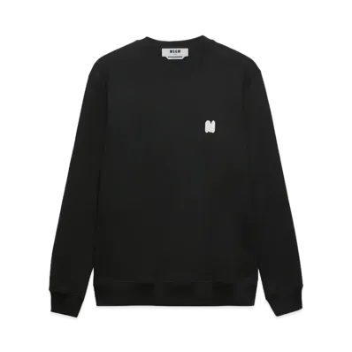 MSGM Cream Jersey Sweatshirt With "Themwave" Patch "Black"