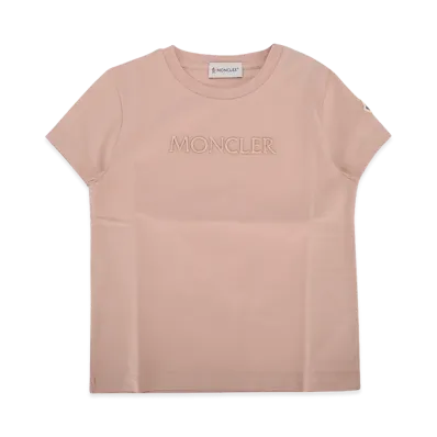 MONCLER Kids Logo Embroidery T-Shirt "Pink"