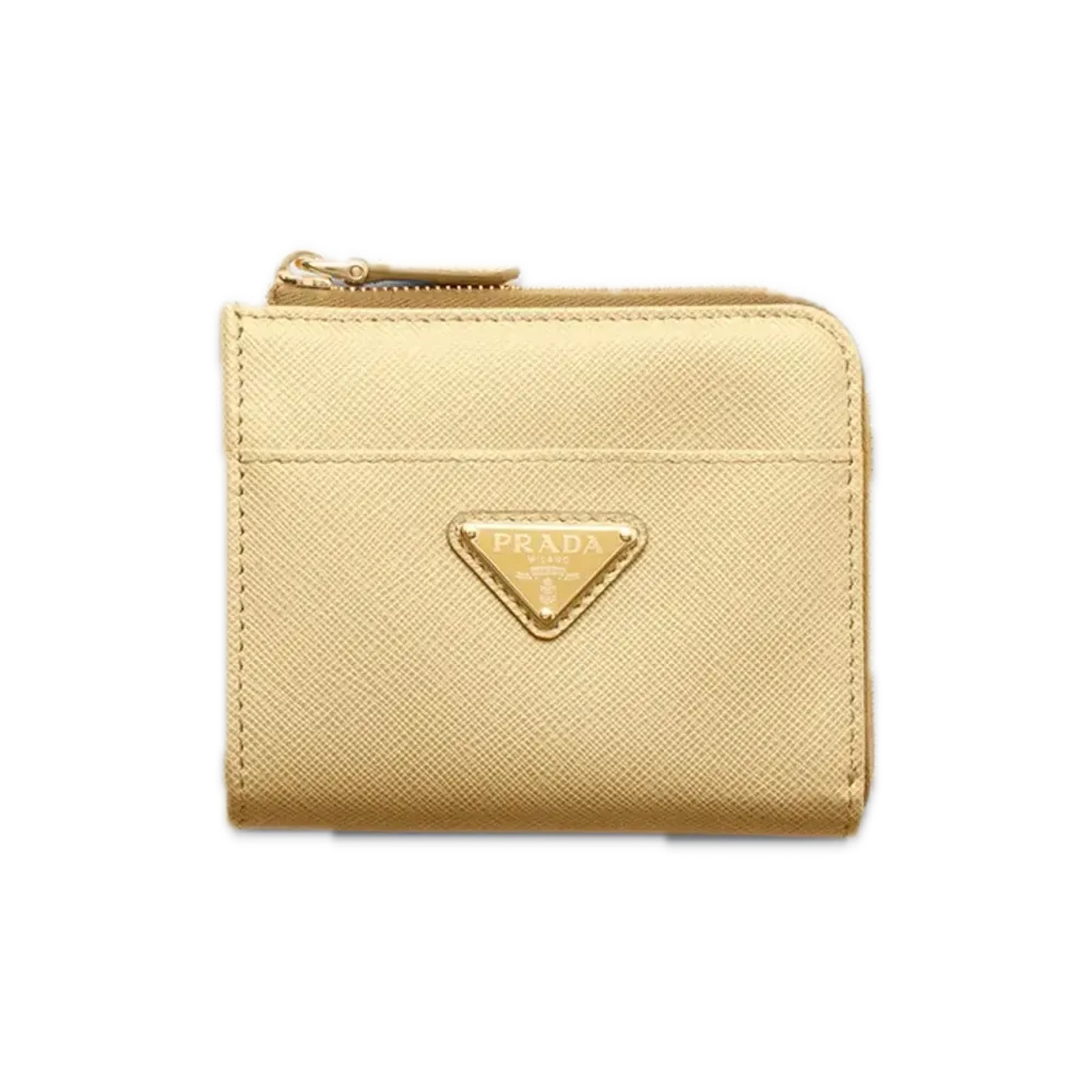 PRADA Saffiano Leather Wallet with Zipper "Vanilla"