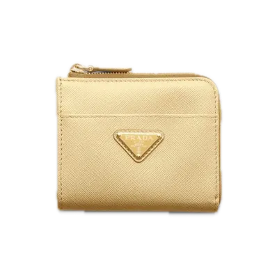 PRADA Saffiano Leather Wallet with Zipper "Vanilla"