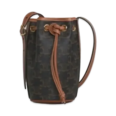 CELINE Micro Drawstring in Triomphe Canvas and Calfskin "Tan"