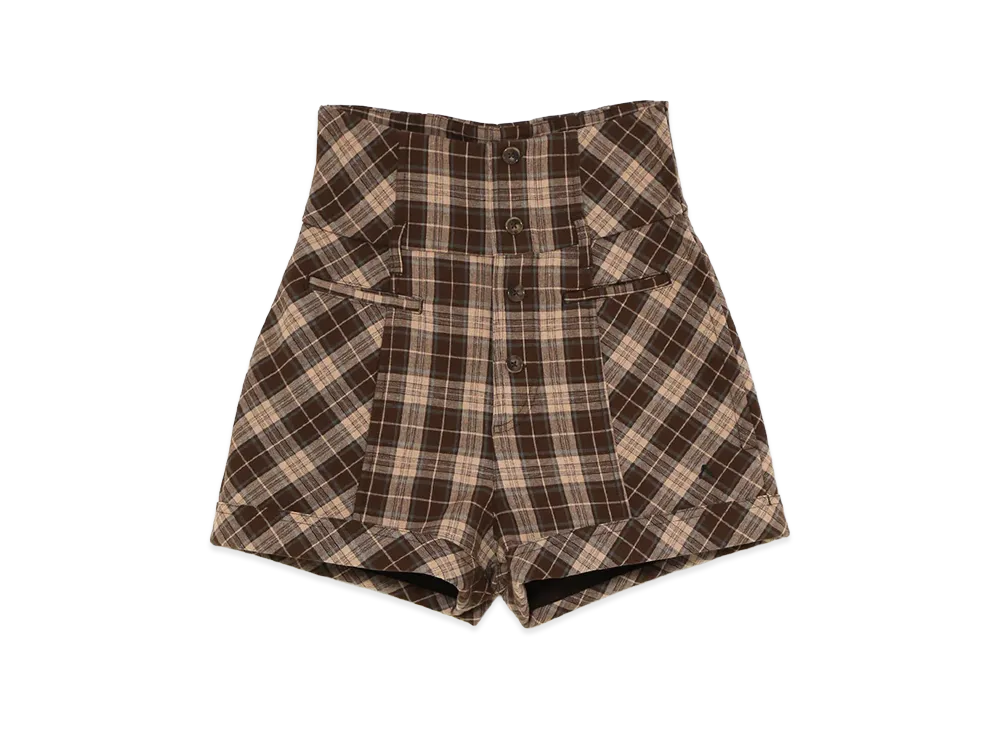 ANDMARY Women's High Waist Check Pants "Brown"