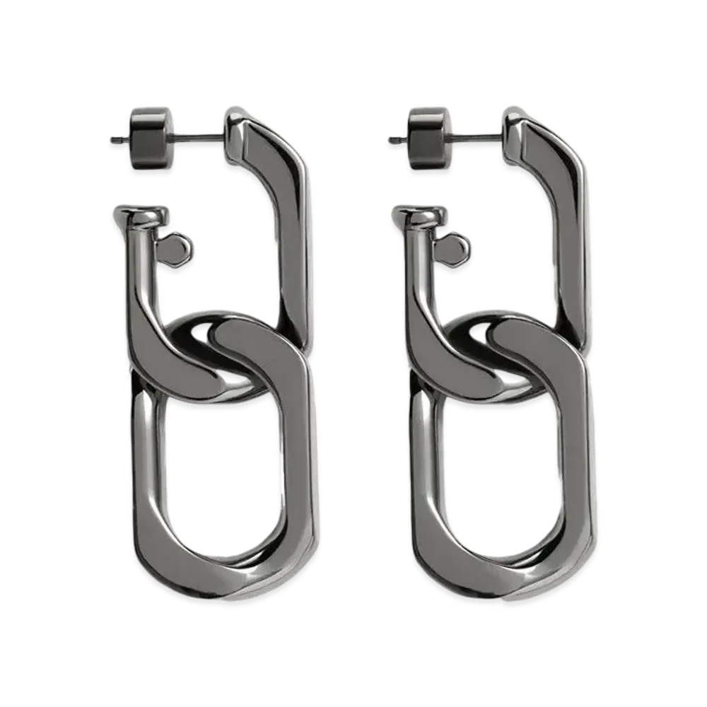 CHARLES & KEITH Gavine Chain-Link Drop Earrings "Black"