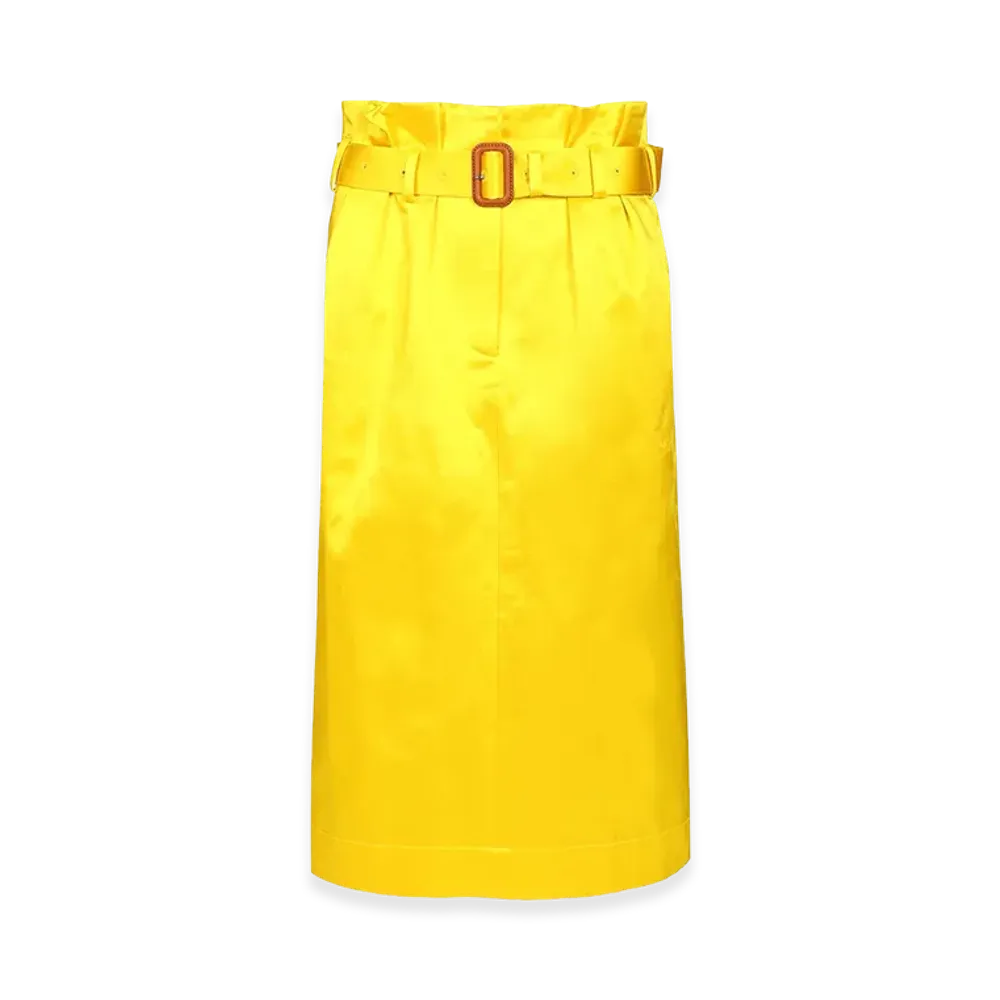 DRIES VAN NOTEN Women's Seachy Cotton Satin Skirt "Yellow"
