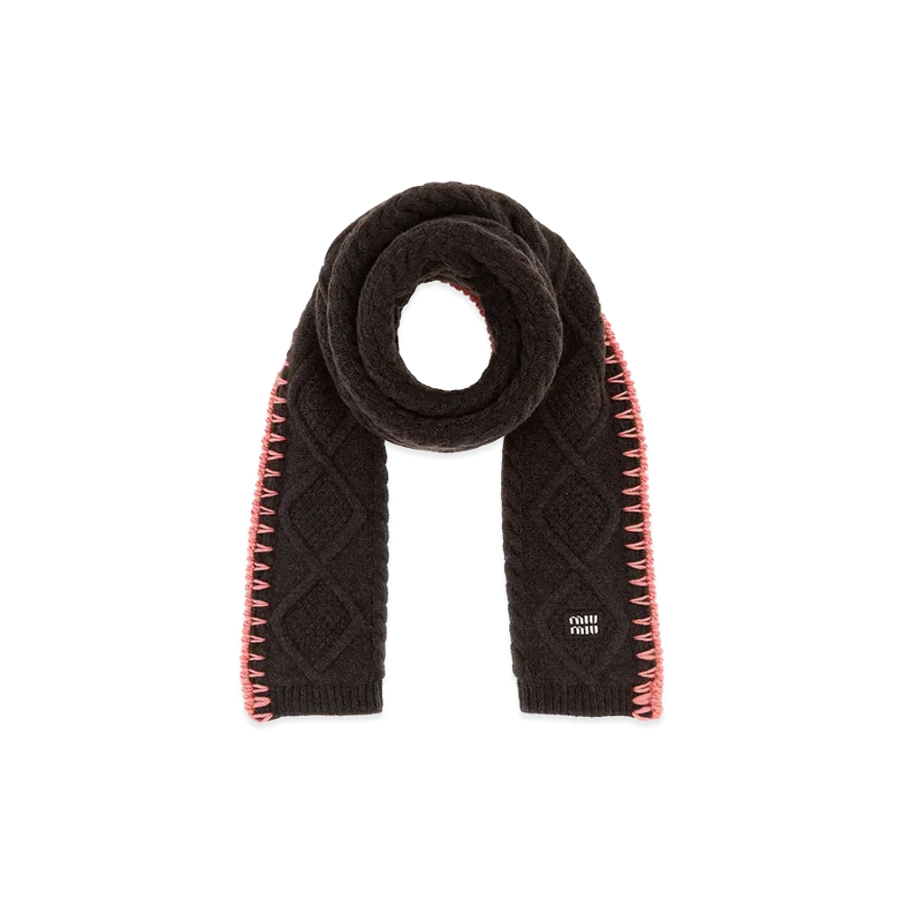 MIU MIU Women's Wool Blend Scarf "Dark Brown"