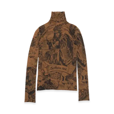 Acne Studios Printed Seamless T-Shirt "Camel/Black"