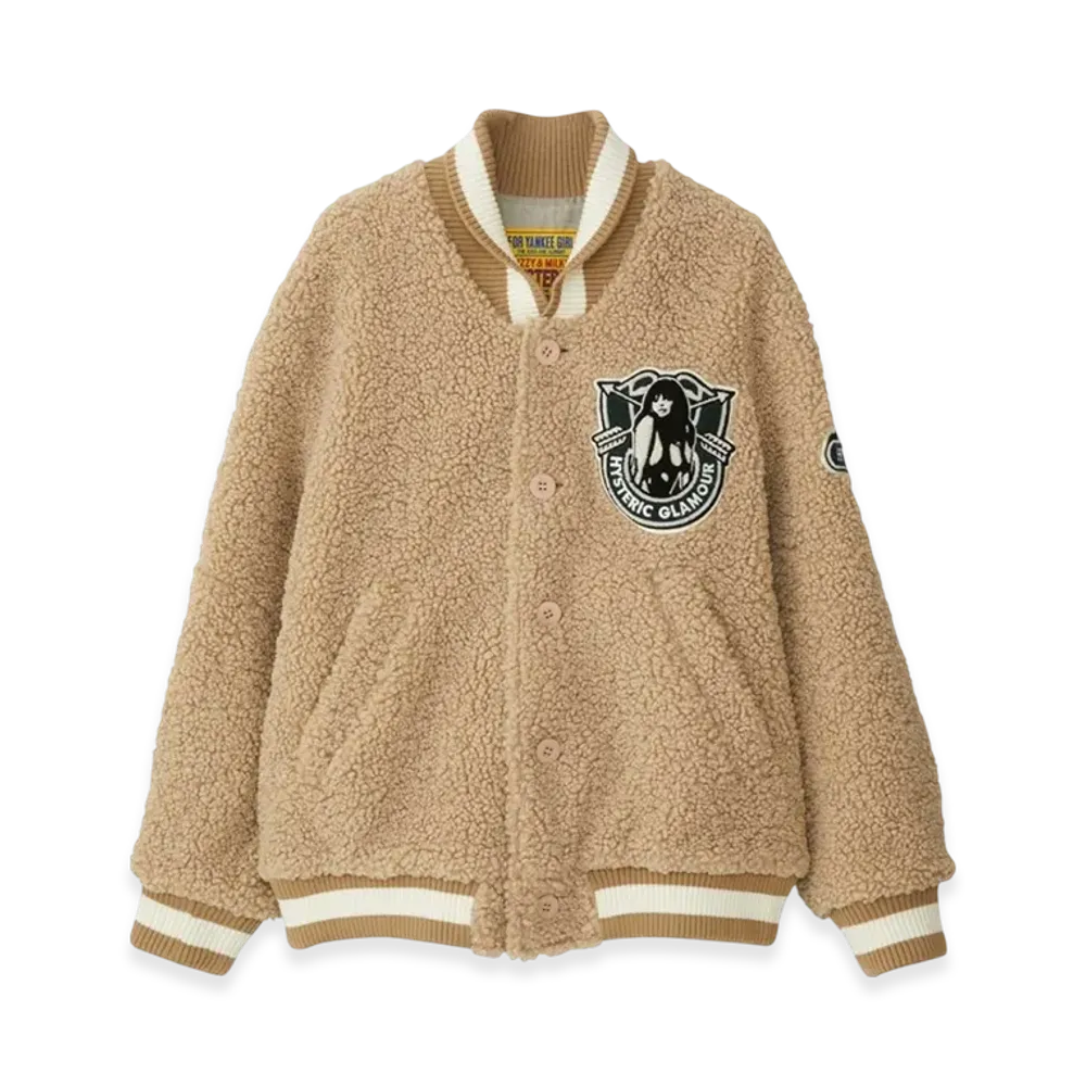 HYSTERIC GLAMOUR Hysteric College Emblem Stadium Jacket "Beige"
