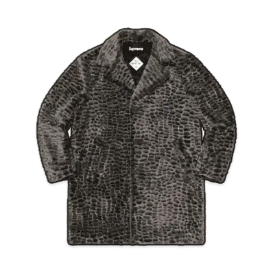 Supreme Croc Faux Fur Overcoat "Black"