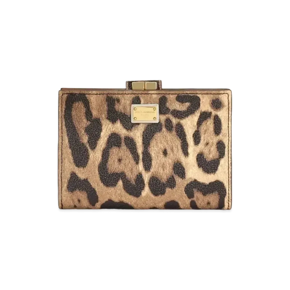 Dolce&Gabbana Zip Around Wallet Crespo Leopard Printed Logo Plate "Multicolor"