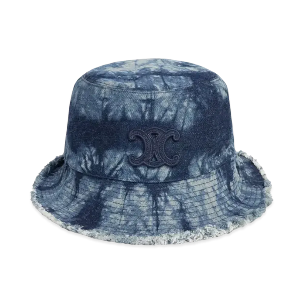 CELINE Triomphe Bucket Hat in Tie Dye Cotton "Faded Denim"