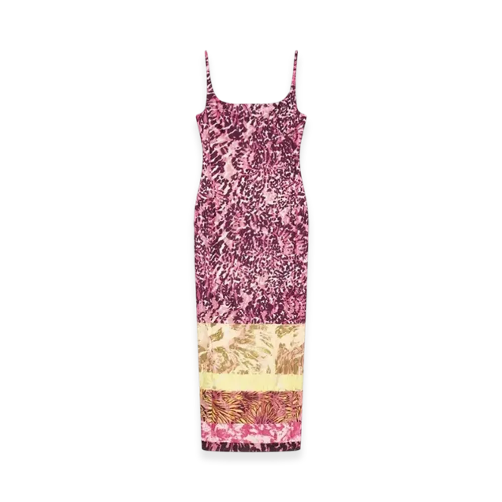 DRIES VAN NOTEN Women's Printed Fitted Dress "Burgundy"