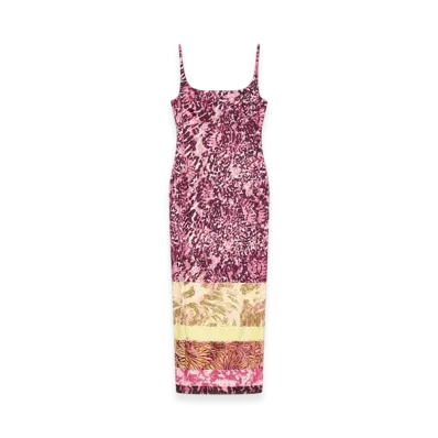 DRIES VAN NOTEN Women's Printed Fitted Dress "Burgundy"