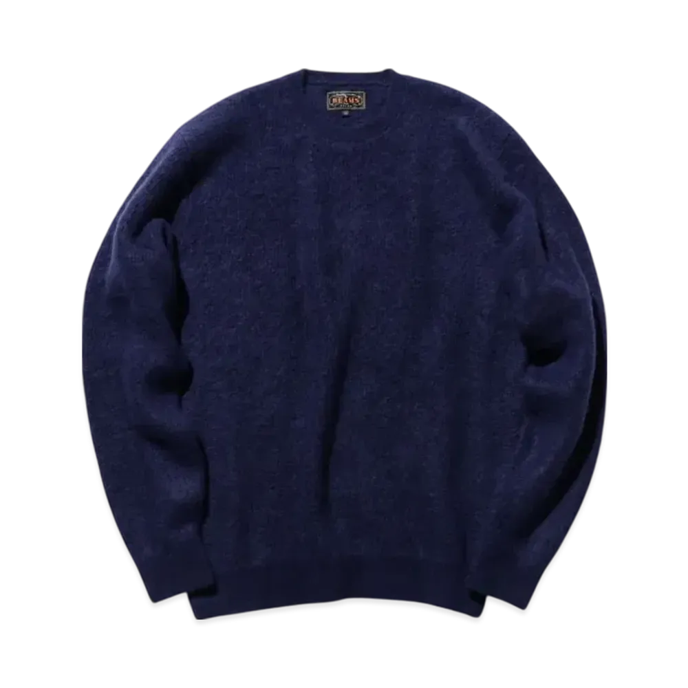 BEAMS Crew Garter Stitch 7G "Navy"