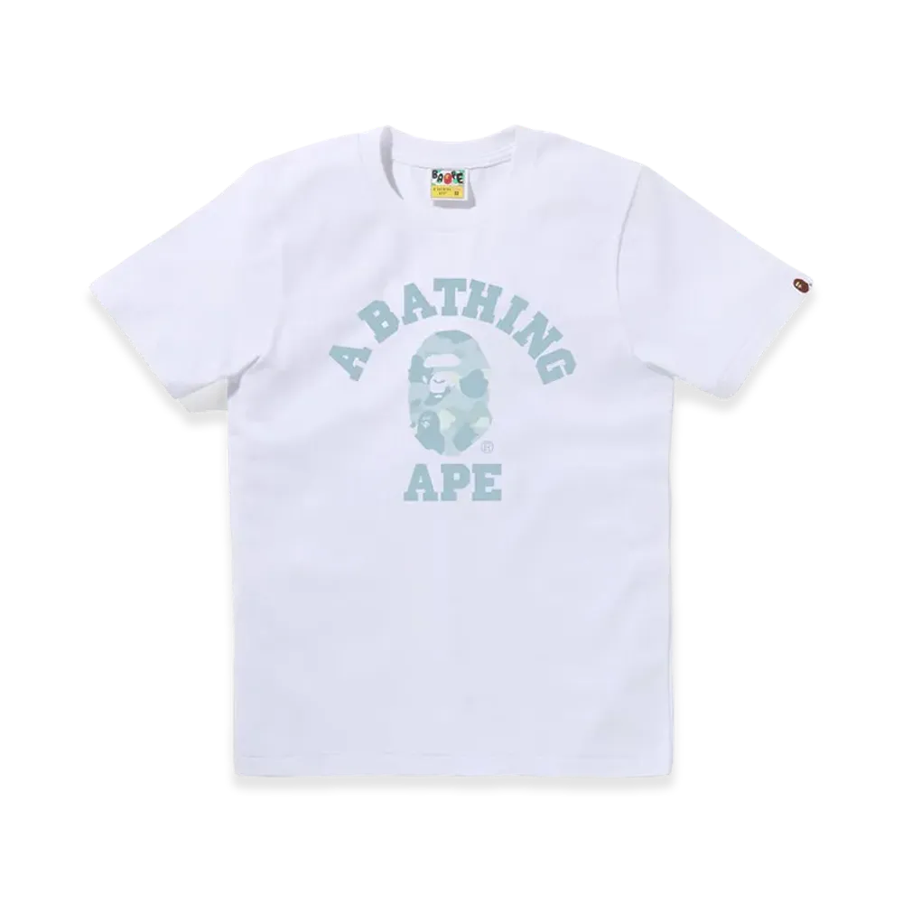 A BATHING APE Pastel Color Camo College Tee "White/Sax"