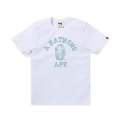 A BATHING APE Pastel Color Camo College Tee "White/Sax"