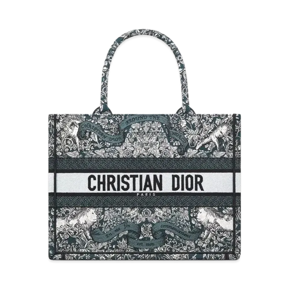 Dior Medium Dior Book Tote Embroidery with Dior Around the World Motif (36 x 27.5 x 16.5cm) "Blue"