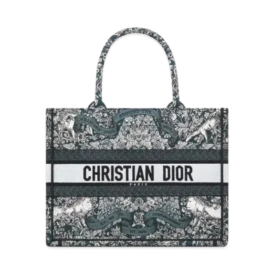 Dior Medium Dior Book Tote Embroidery with Dior Around the World Motif (36 x 27.5 x 16.5cm) "Blue"