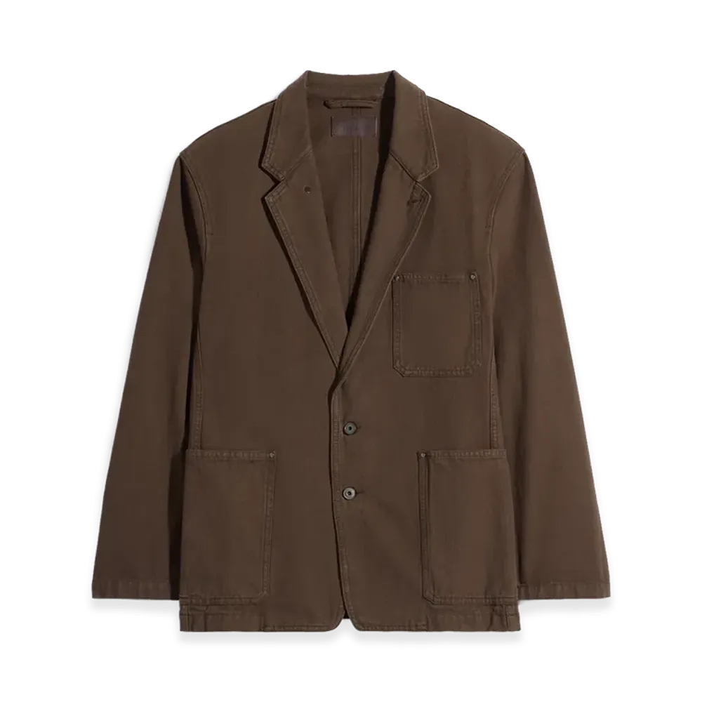LEMAIRE Women's Dyed Heavy Broken Twill Single Breasted Tailored Jacket "Cacao Dyed"