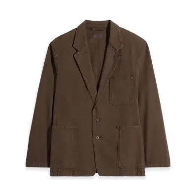 LEMAIRE Women's Dyed Heavy Broken Twill Single Breasted Tailored Jacket "Cacao Dyed"