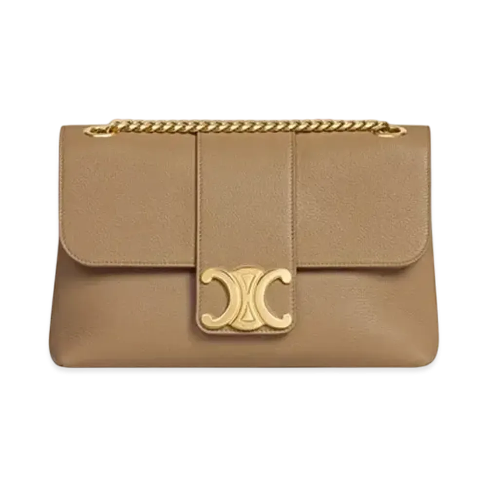 CELINE Medium Celine Victoire Bag in Supple Grained Calfskin "Smoked Brown"
