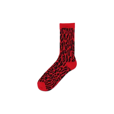 WACKO MARIA Leopard Jacquard Socks "Red"