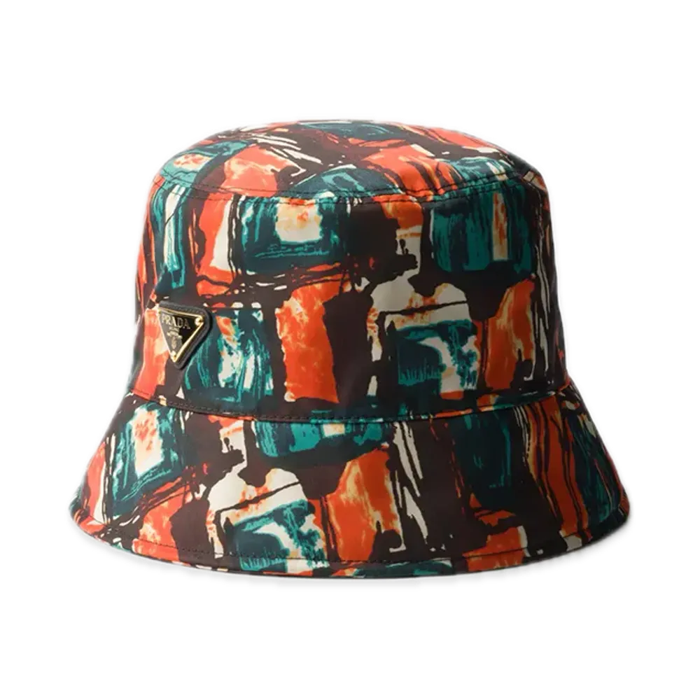 PRADA Printed Re-Nylon Bucket Hat "Orange"