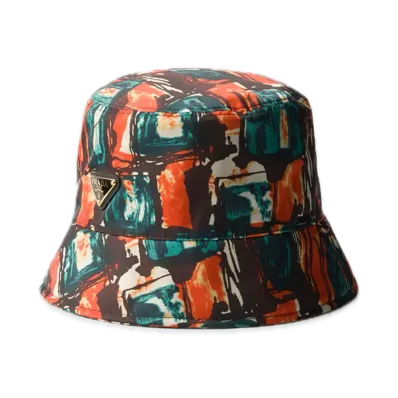 PRADA Printed Re-Nylon Bucket Hat "Orange"