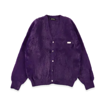 WIND AND SEA Shaggy Knit Cardigan "Purple"