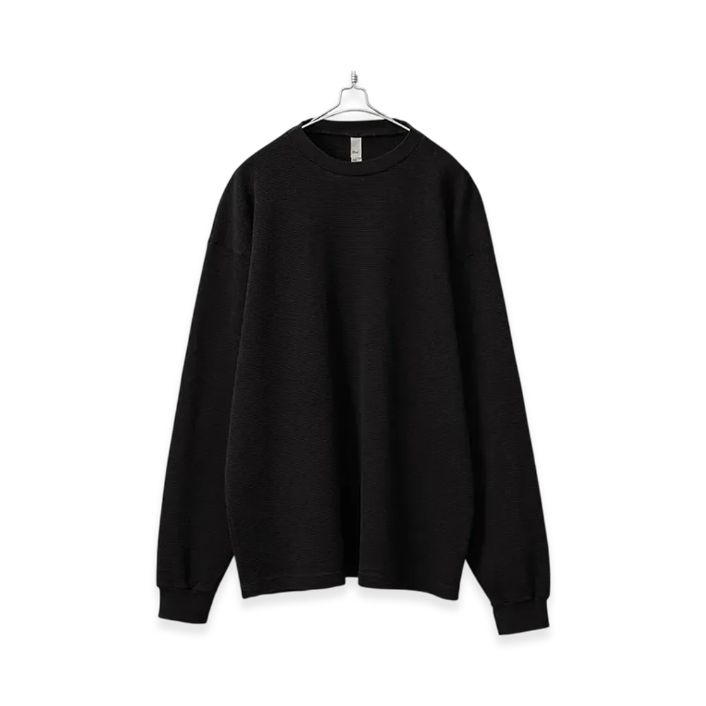 Los Angeles Apparel Long Sleeve Heavy Thermal Crew Neck T-Shirt Made in USA "Black"