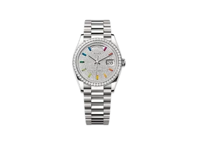 ROLEX Day-Date 36mm White Gold Diamond 128349RBR "Pave diamonds"