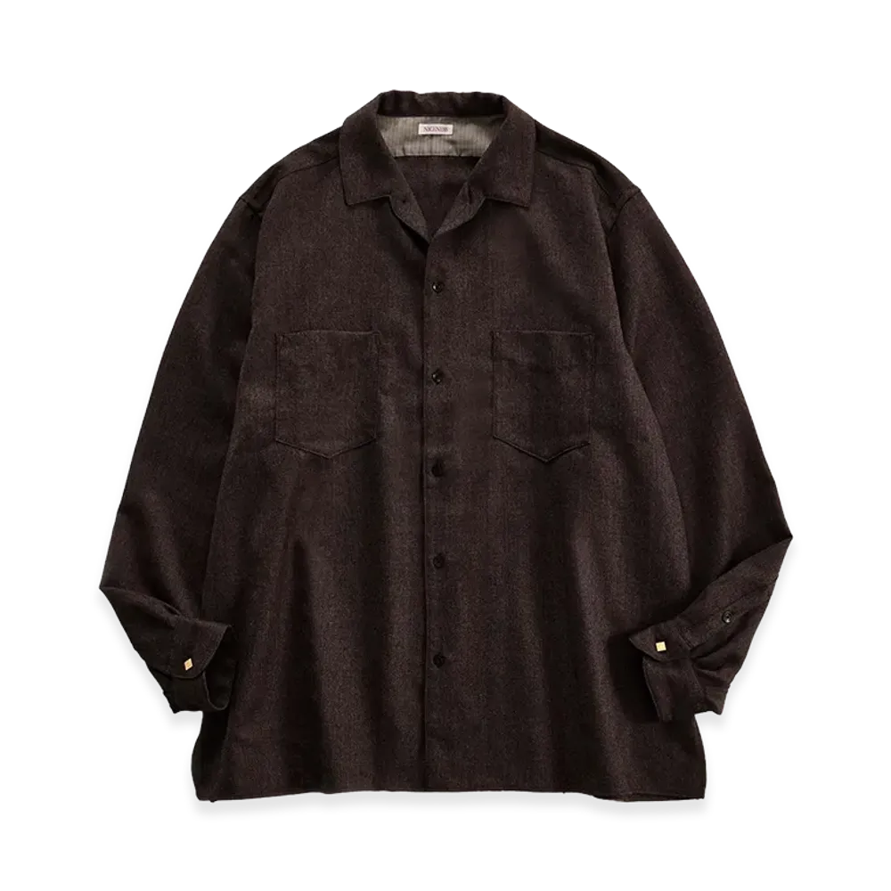 NICENESS O.Romeo Double Pocket Wool Saxony Dress Shirt "Brown"