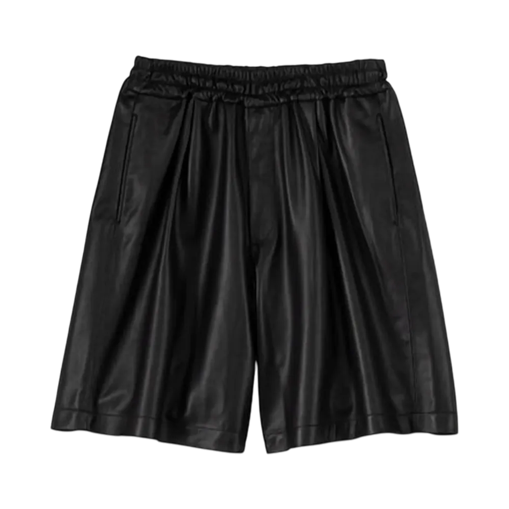 Graphpaper Lamb Leather Wide Shorts "Black"