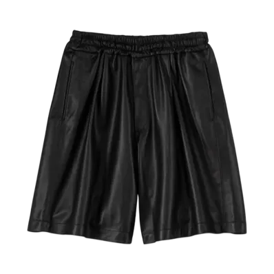 Graphpaper Lamb Leather Wide Shorts "Black"