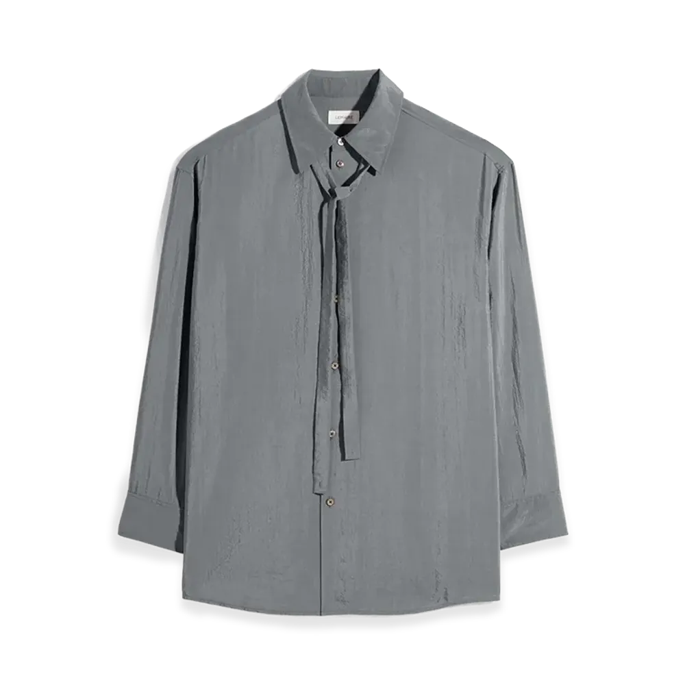 LEMAIRE Women's Dry Silk Long Tie Shirt "Aluminium"