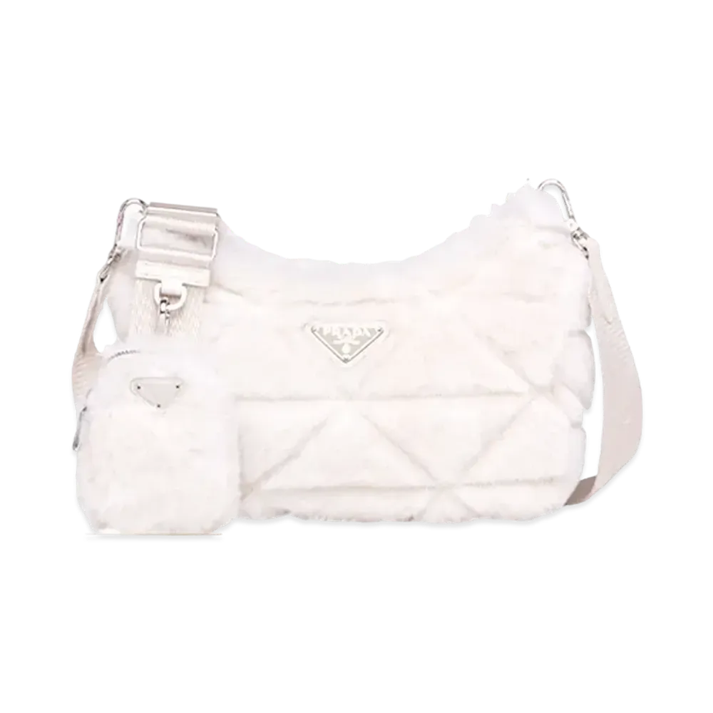 PRADA Shearling Shoulder Bag "White"