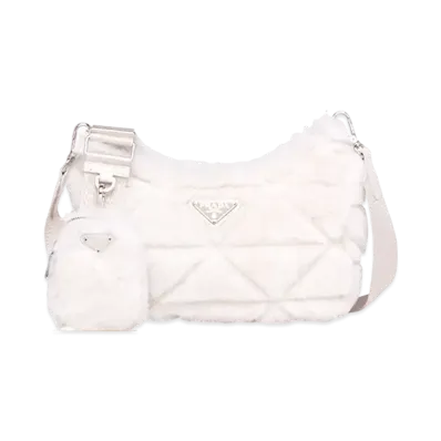 PRADA Shearling Shoulder Bag "White"