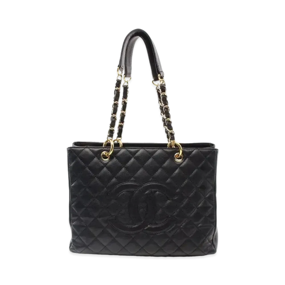 CHANEL GST Matelasse Chain Tote Bag Caviarskin "Black/Gold"