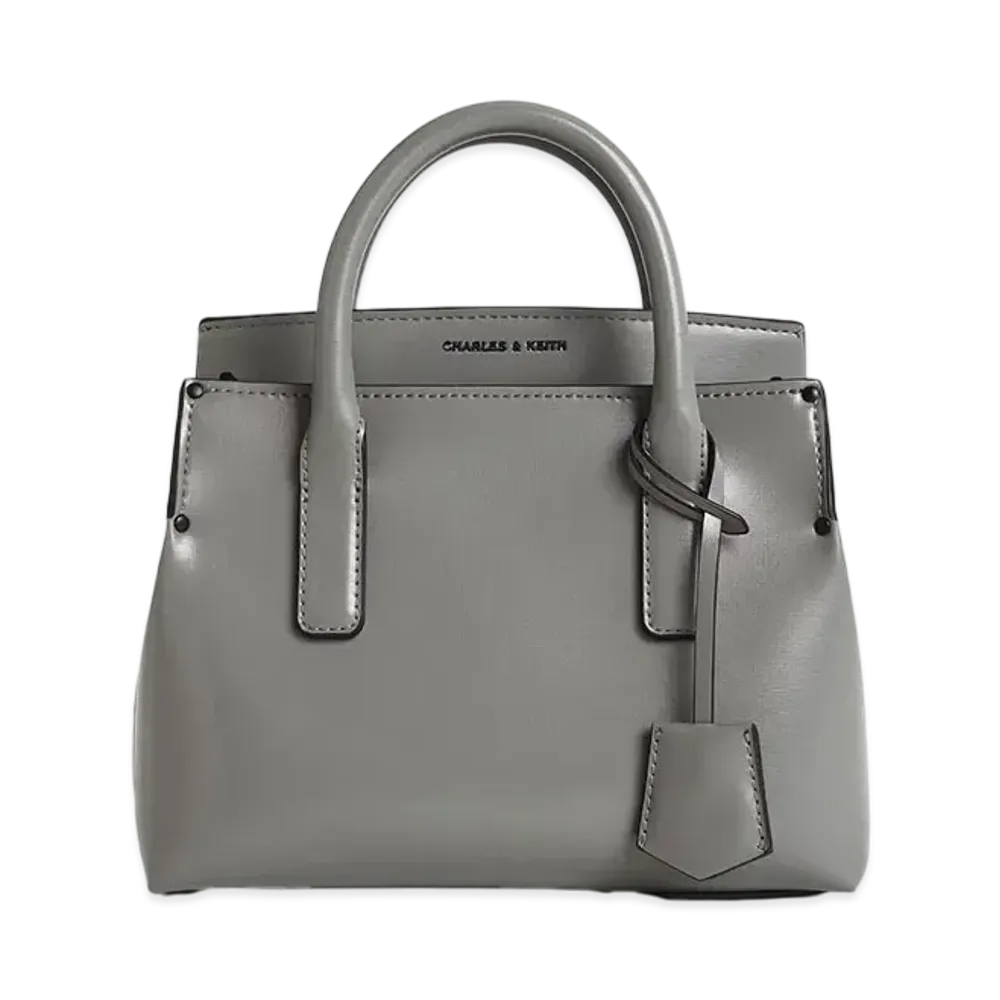CHARLES & KEITH Rene Structure Tote Bag "Grey"